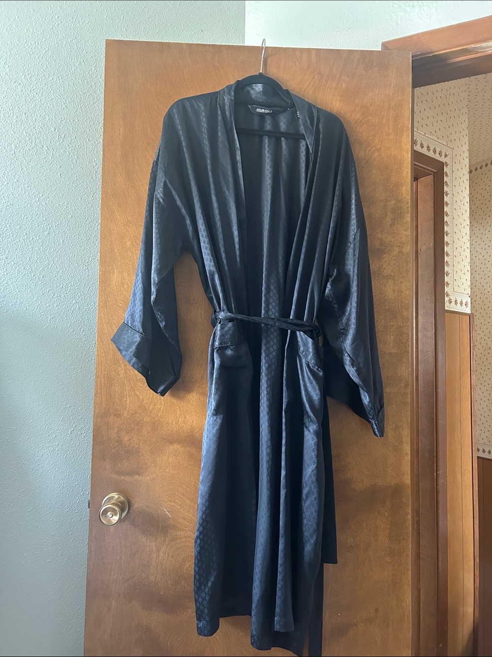 Black 100% Silk Kimono Robe